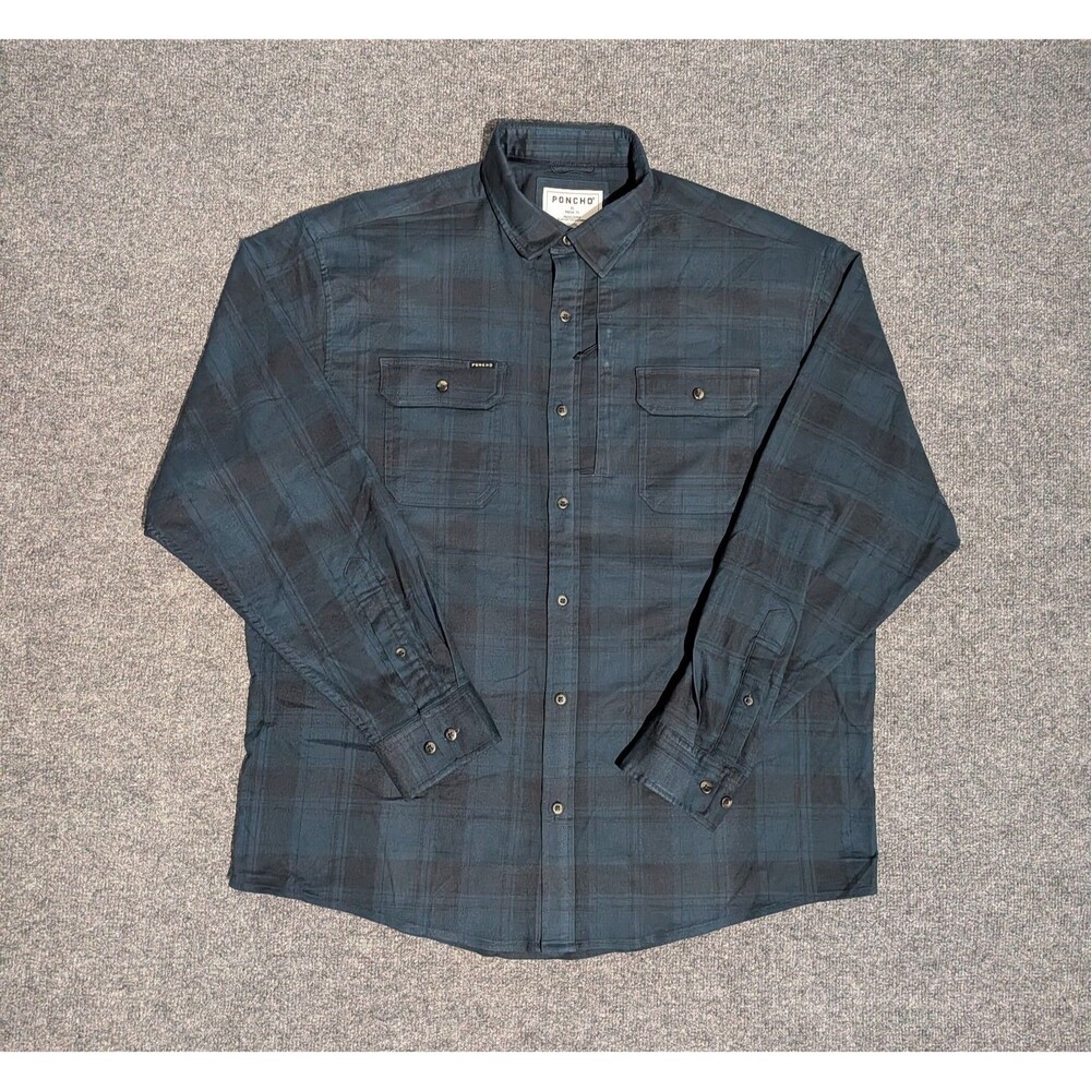 Poncho Flannel Shirt Mens XL Regular Fit Long Sleeve
